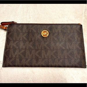 Brown and gold Michael Kors wristlet/wallet